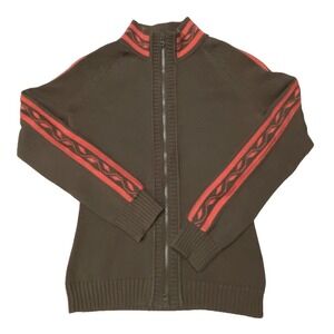 REI Sweater Women's Large Brown‎ Full Zip Knit Cardigan Long Sleeve Outdoors